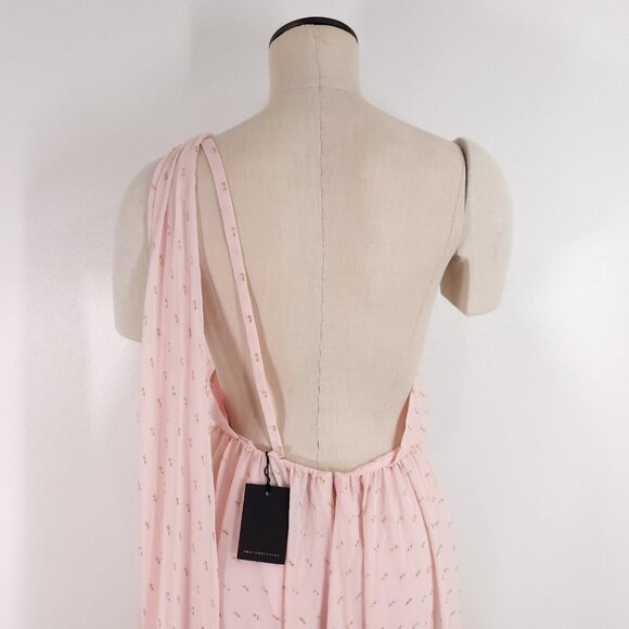 Michael Costello x Revolve Vella Gown Medium Draped Shoulder Overlay Chiffon - Picture 5 of 16